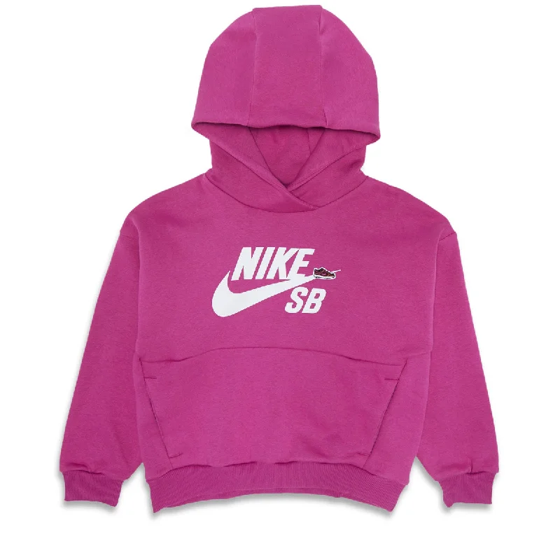 Nike SB Youth Icon Fleece EasyOn Hoodie - Hot Fuchsia/White