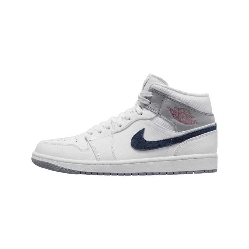 Air Jordan 1 Mid Paris White University Red Stealth Midnight Navy