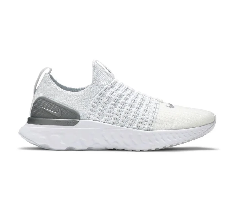 Nike Women's React Phantom Run Flyknit 2 Shoes - White / Pure Platinum / Metallic Silver