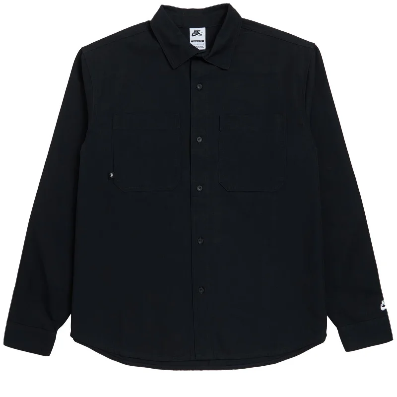 Nike SB New Essential Woven Long Sleeve Shirt - Black/White