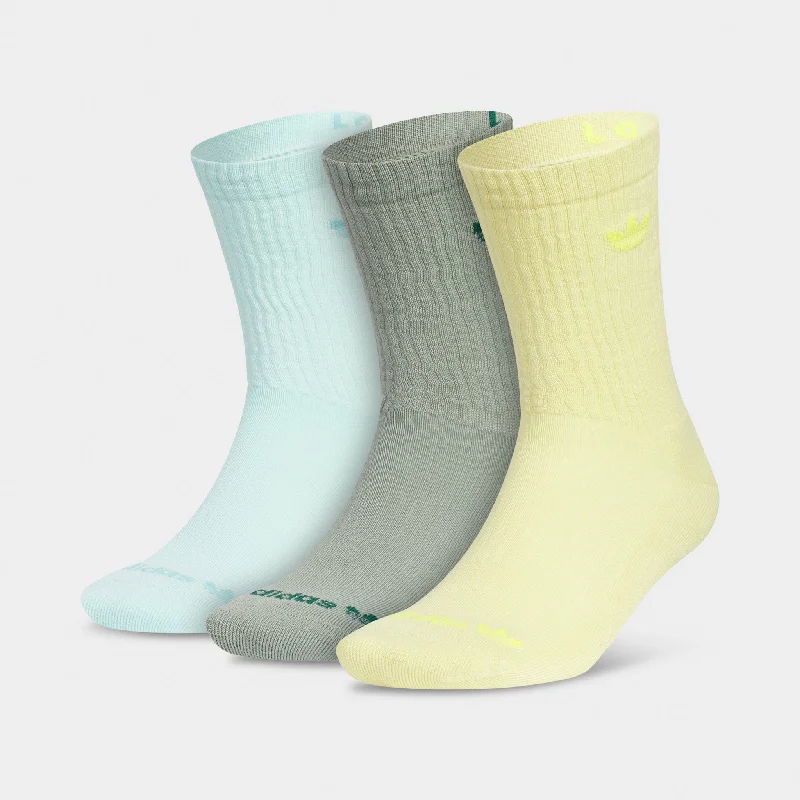 adidas Originals Trefoil 2.0 Crew Socks (3 Pack) Aqua Blue / Silver Green - Powder Yellow